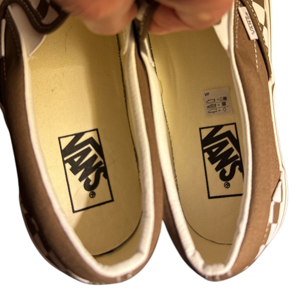 Vans Classic Slip-On Checkerboard Brown White Platform Shoe Men 10.5 Women 12 - Picture 5 of 7